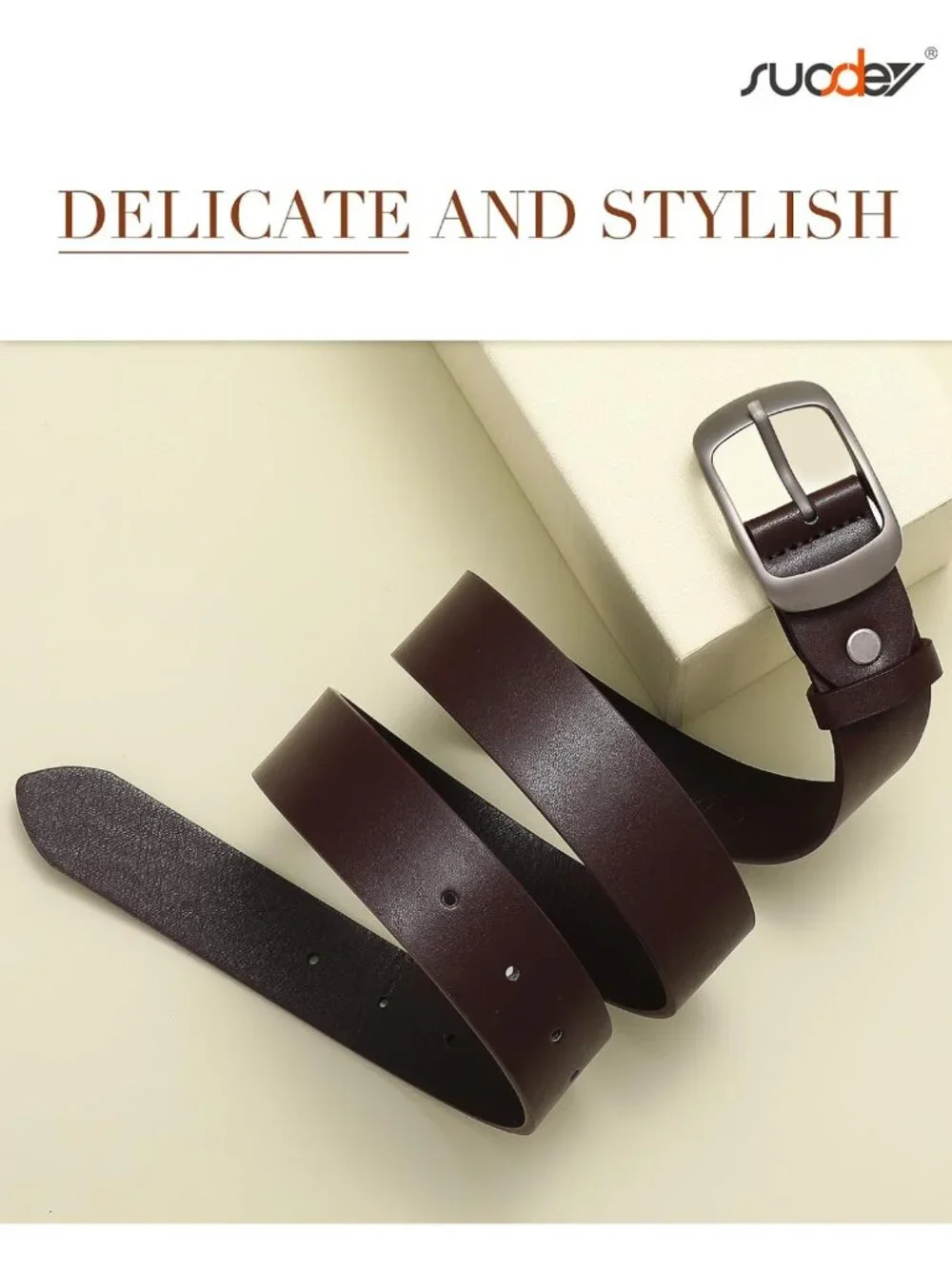 Stylish Women's Leather Waist Belt for Jeans & Dresses - Elegant Buckle, 1.3